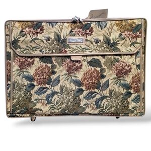 Vintage Diane Von Furstenberg Floral Tapestry Rolling Suitcase 80s